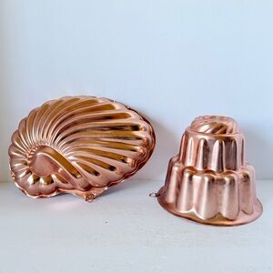 2 Vintage Copper-Toned Gelatin Shell & Tiered Molds Set – Fluted Rustic Kitchen